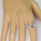 Amethyst Halo Korean Sterling Silver Purple Gemstone Delicate Contemporary Ring Jewellery