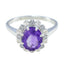 Amethyst Halo Indian 925 Sterling Silver Purple Gems Featherlight Boho Ring Jewellery