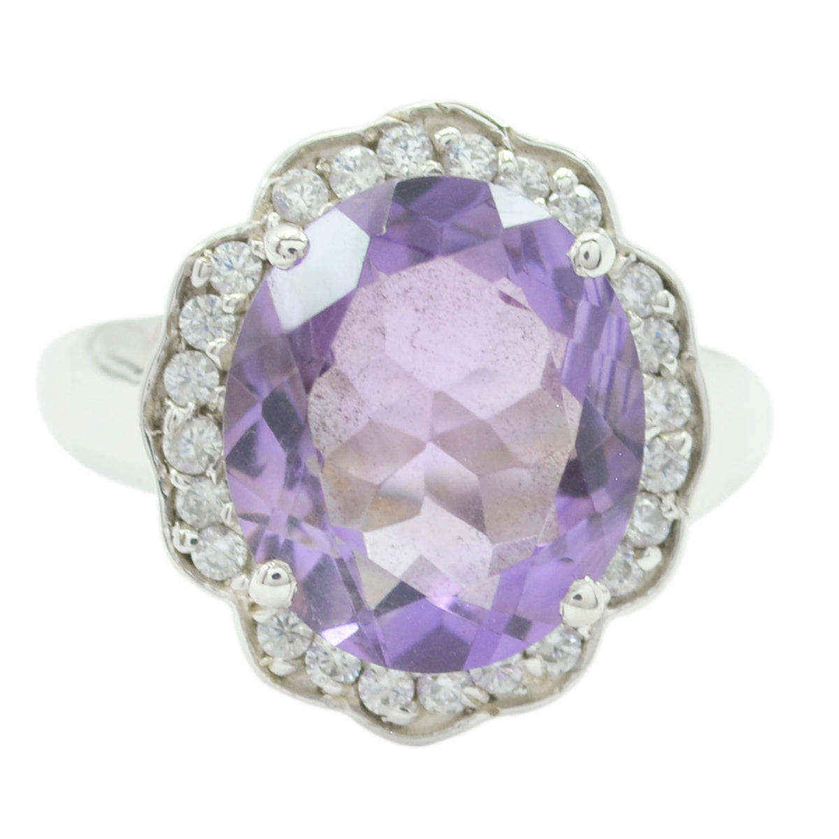 Amethyst Halo Russian 925 Silver Purple Gemstones Essential  Modern Ring Jewelry
