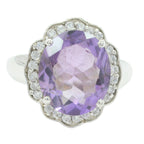 Amethyst Halo Russian 925 Silver Purple Gemstones Essential  Modern Ring Jewelry