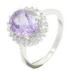 Amethyst Halo American 925 Silver Purple Gemstone Whisper thin Sophisticated Ring Jewellery