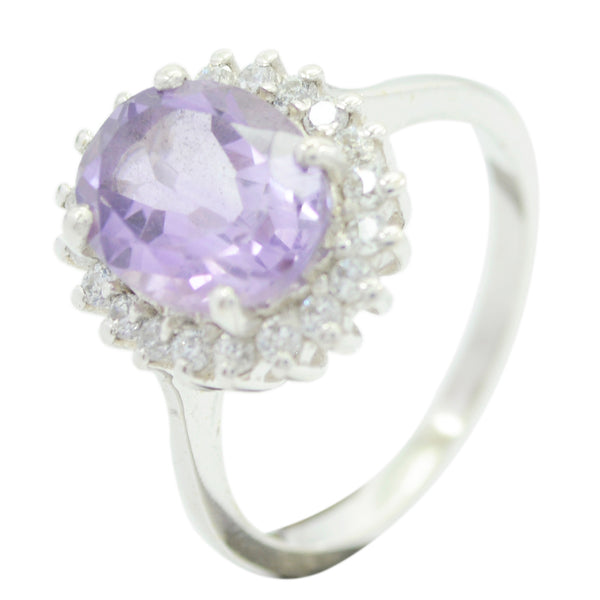 Amethyst Halo American 925 Silber Lila Edelstein Flüstern dünner anspruchsvoller Ring Schmuck