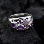 Amethyst quarter African 925 Sterling Silver Purple Gemstone Eye catching Contemporary Ring Jewellery