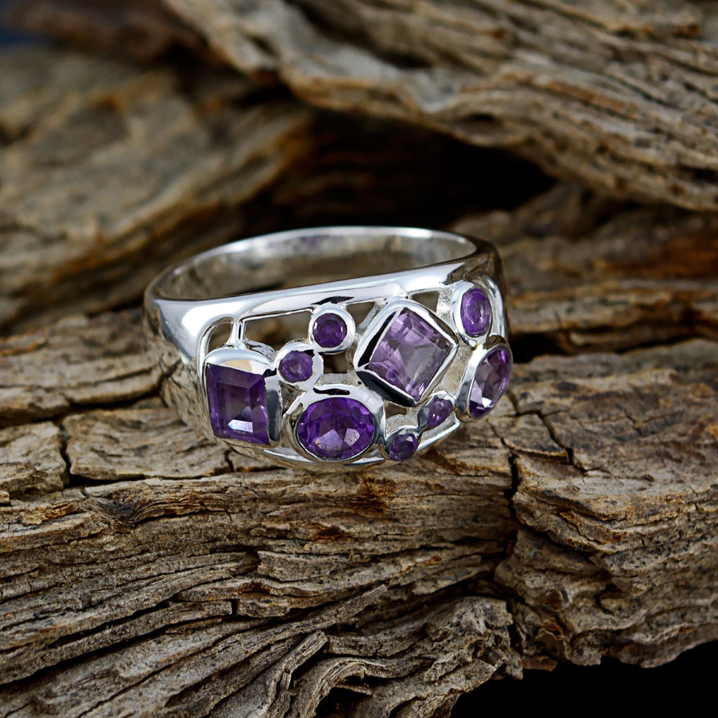 Amethyst quarter African 925 Sterling Silver Purple Gemstone Eye catching Contemporary Ring Jewellery