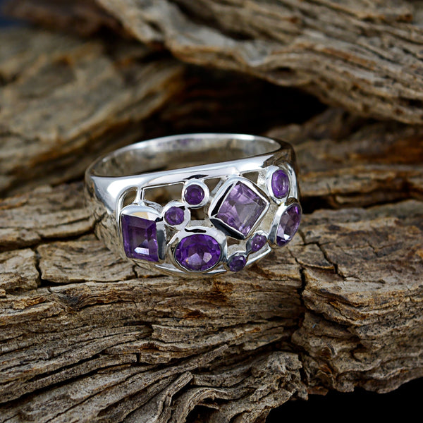 Amethyst quarter African 925 Sterling Silver Purple Gemstone Eye catching Contemporary Ring Jewellery
