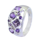 Amethyst quarter African 925 Sterling Silver Purple Gemstone Eye catching Contemporary Ring Jewellery