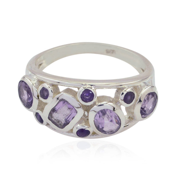 Amethyst Viertel Indischer Silber Lila Edelstein Klassischer Luxuriöser Ring Schmuck