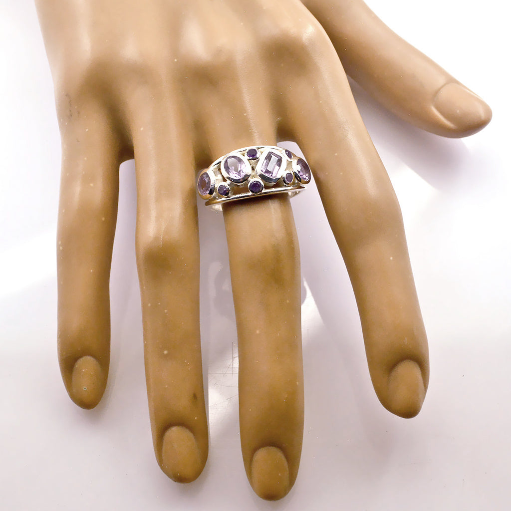 Amethyst Viertel Indischer Silber Lila Edelstein Klassischer Luxuriöser Ring Schmuck