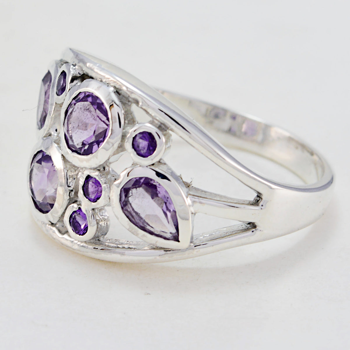 Amethyst quarter Moroccan 92.5 Silver Purple Gemstone Minimal Romantic Ring Jewelry