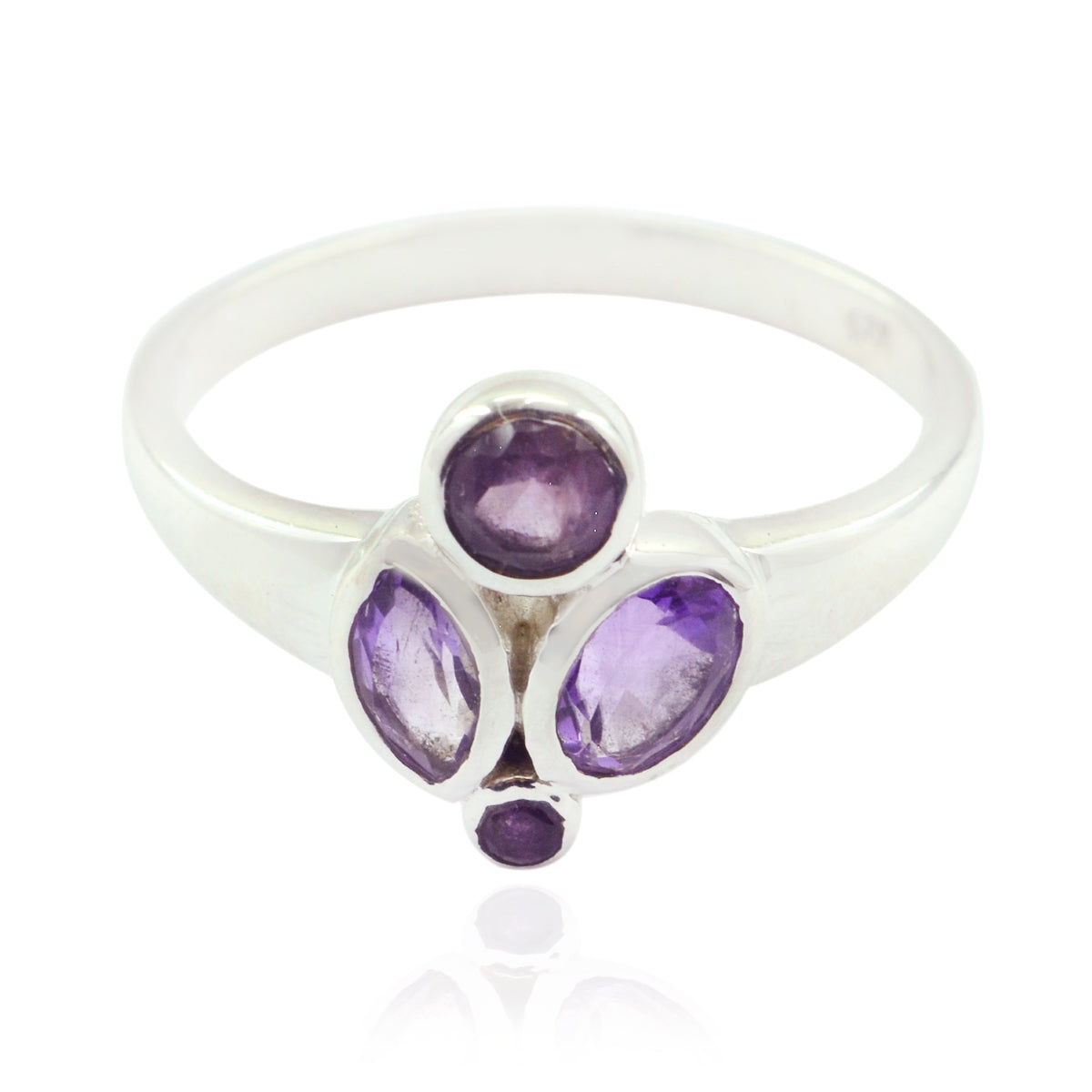 Amethyst quarter Japanese 92.5 Silver Purple Gemstone Whisper thin Contemporary Ring Jewellery Image principale du produit