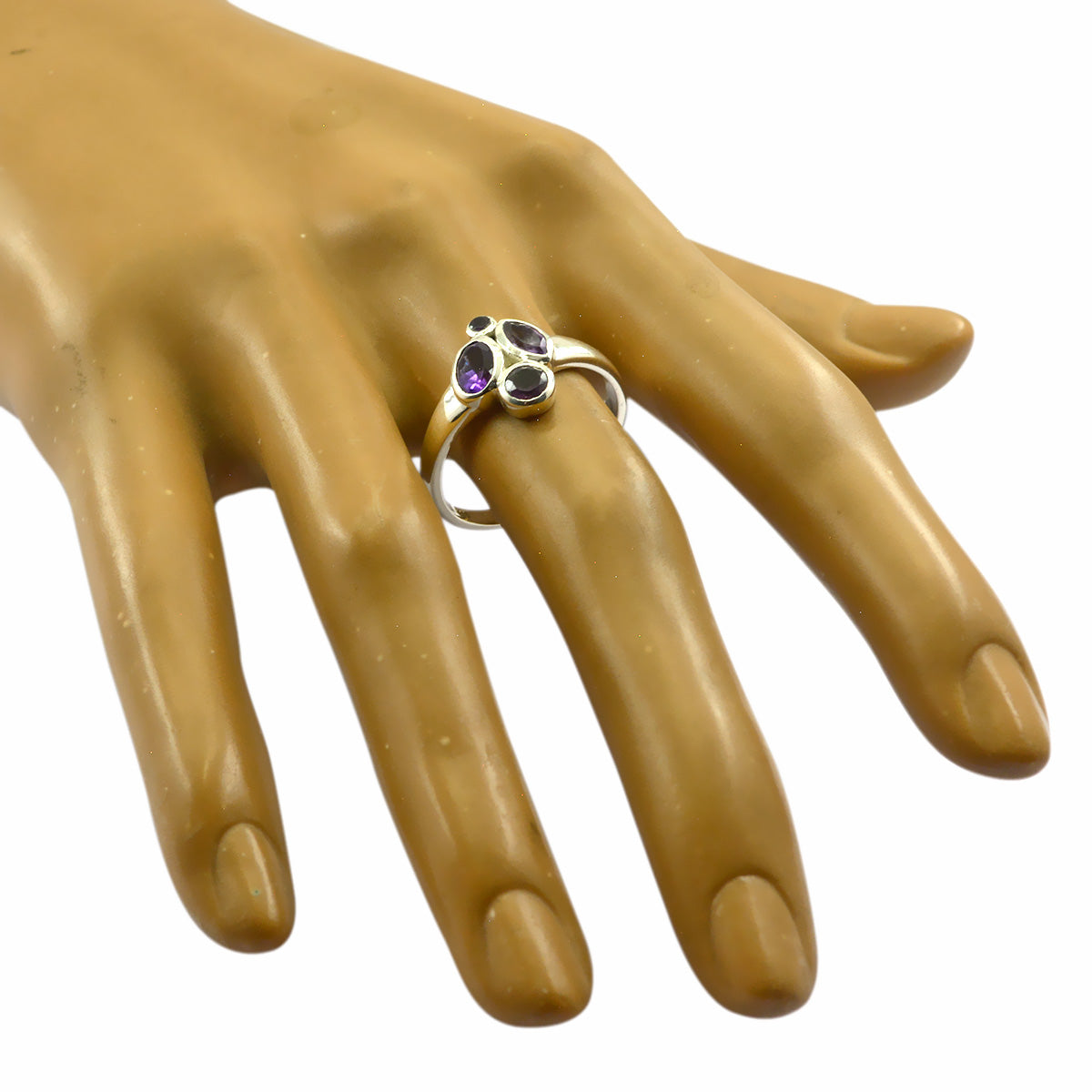 Ametistkvarts japansk 92.5 silver lila ädelsten viskande tunn modern ring smycken Sekundär produktbild