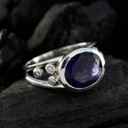 Amethyst Halo French Sterling Silver Purple Gemstone Classic Abstract Ring Jewelry