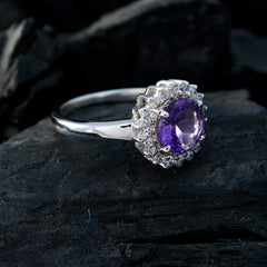 Amethyst Halo German 925 Silver Purple Gemstones Featherlight Romantic Ring Jewellery
