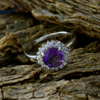 Amethyst Halo German 925 Silver Purple Gemstones Featherlight Romantic Ring Jewellery