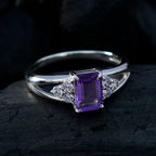 Amethyst Halo Korean 925 Silver Purple Gemstones Dainty Abstract Ring Jewellery