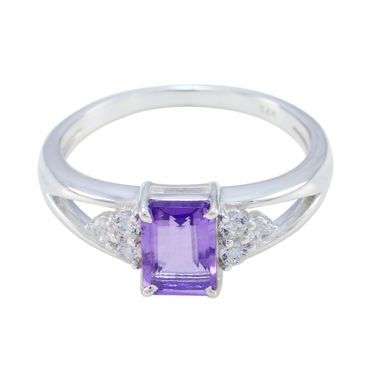 Amethyst Halo Korean 925 Silver Purple Gemstones Dainty Abstract Ring Jewellery Main image