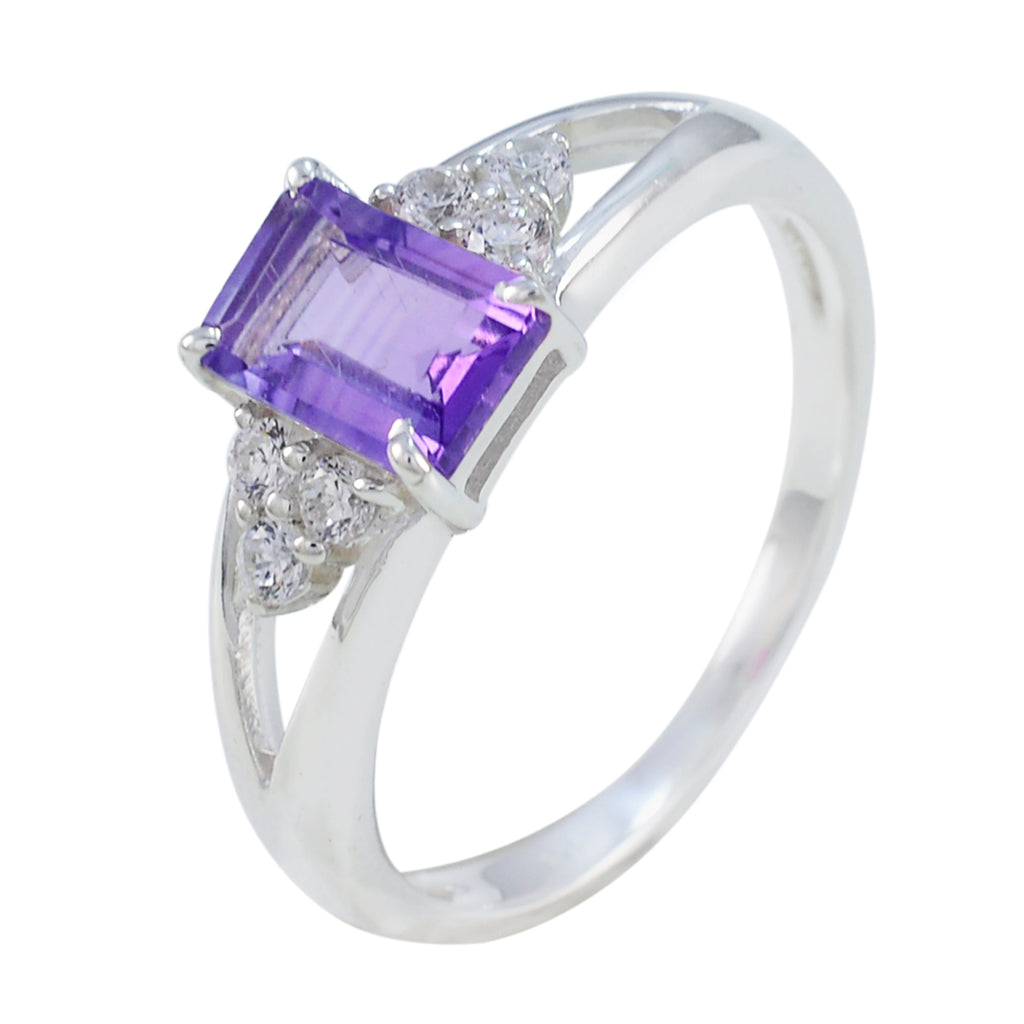 Amethyst Halo Korean 925 Silver Purple Gemstones Dainty Abstract Ring Jewellery