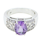 Amethyst Halo African 92.5 Silver Purple Gems Classic Boho Ring Jewellery