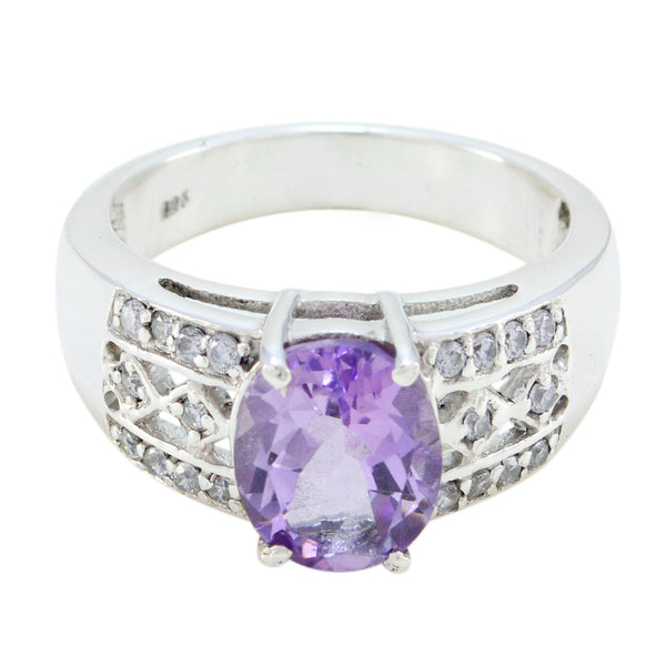 Amethyst Halo African 92.5 Silver Purple Gems Classic Boho Ring Jewellery
