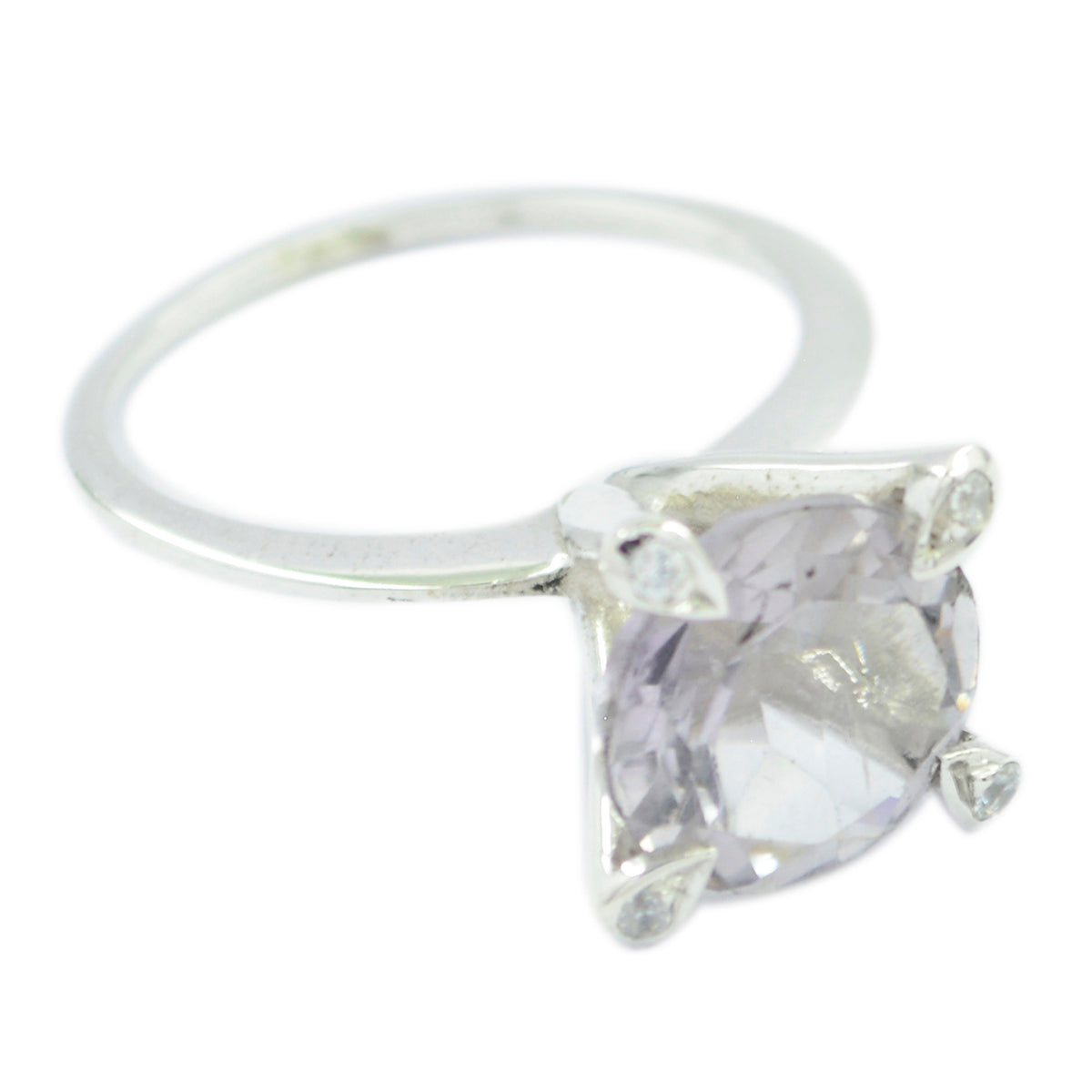 Amethyst Halo Ägyptischer Sterling Silber Lila Edelsteine Schlanker luxuriöser Ring Schmuck Hauptbild