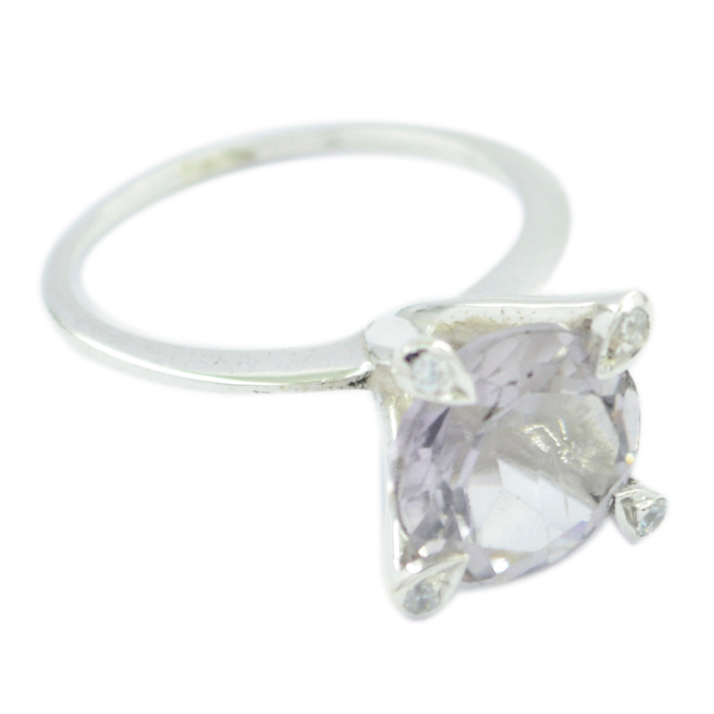 Amethyst Halo Egyptian Sterling Silver Purple Gems Slim Luxurious Ring Jewelry