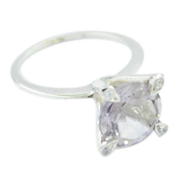 Amethyst Halo Egyptian Sterling Silver Purple Gems Slim Luxurious Ring Jewelry