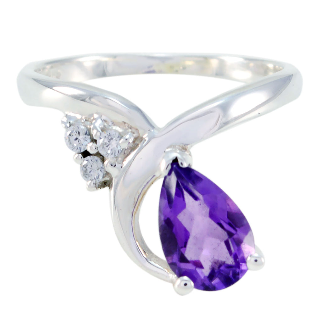 Amethyst Halo Korean 92.5 Silver Purple Gems Whisper thin Feminine Ring Jewelry