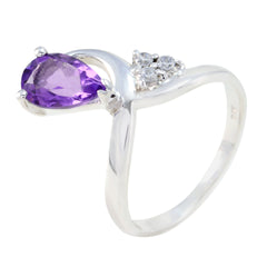 Amethyst Halo Korean 92.5 Silver Purple Gems Whisper thin Feminine Ring Jewelry
