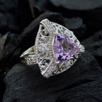 Amethyst Halo Egyptian 925 Sterling Silver Purple Gems Statement Filigree Ring Jewelry
