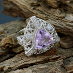 Amethyst Halo Egyptian 925 Sterling Silver Purple Gems Statement Filigree Ring Jewelry