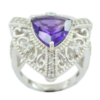 Amethyst Halo Egyptian 925 Sterling Silver Purple Gems Statement Filigree Ring Jewelry