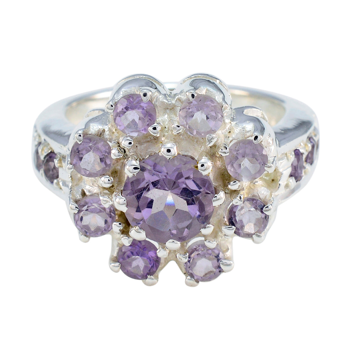 Amethyst multiple Russian 92.5 Silver Purple Gemstone Versatile Modern Ring Jewelry