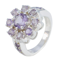 Amethyst multiple Russian 92.5 Silver Purple Gemstone Versatile Modern Ring Jewelry