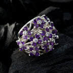 Amethyst multiple African 925 Sterling Silver Purple Gems Statement Floral Ring Jewellery