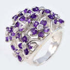 Amethyst multiple African 925 Sterling Silver Purple Gems Statement Floral Ring Jewellery