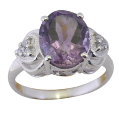 Amethyst Halo French 925 Silver Purple Gems Tiny Romantic Ring Jewelry
