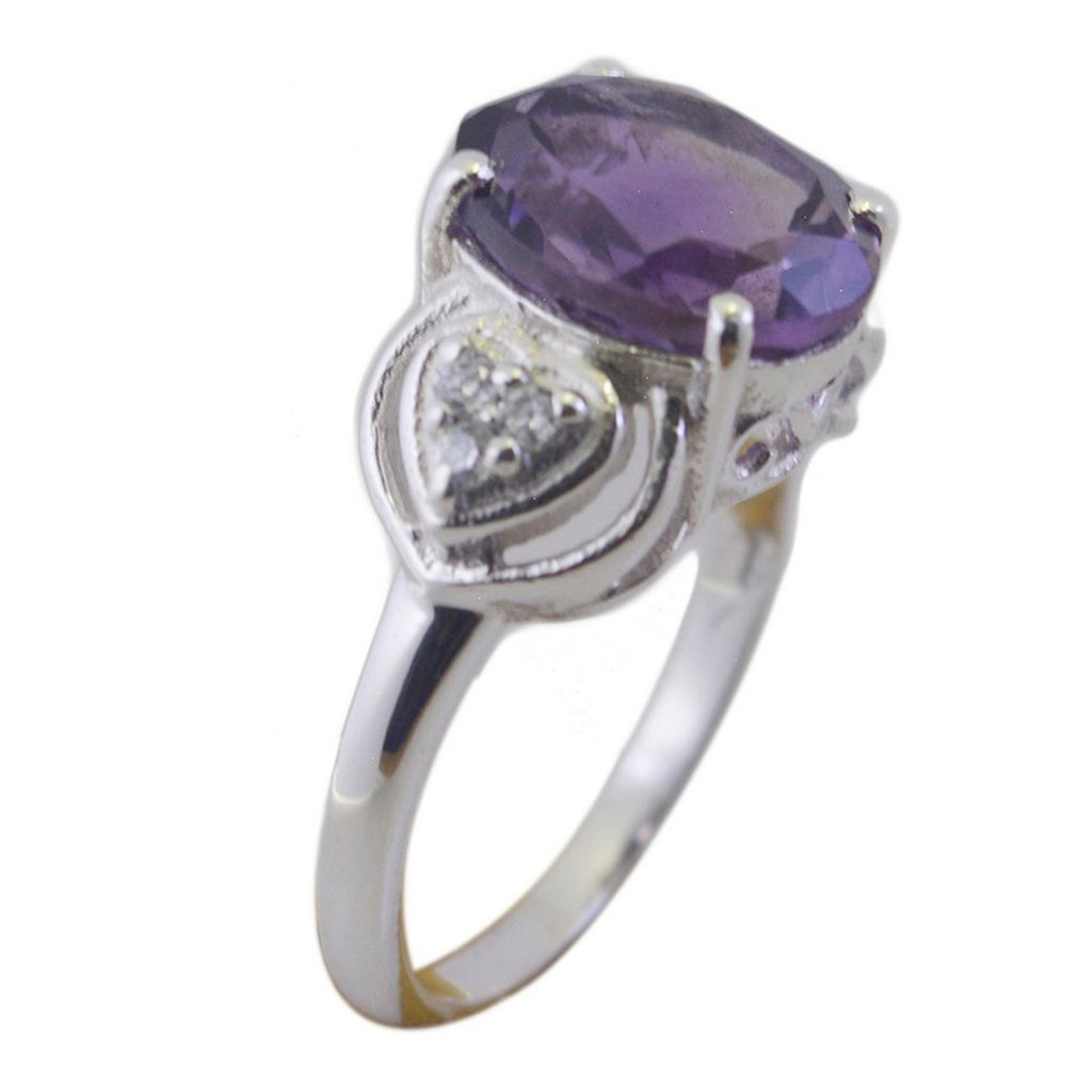 Amethyst Halo French 925 Silver Purple Gems Tiny Romantic Ring Jewelry
