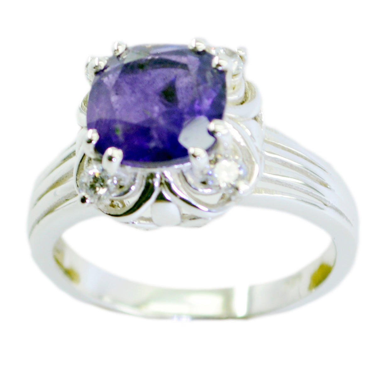 Amethyst Halo German Sterling Silver Purple Gems Classic Fairytale Ring Jewellery Huvudsaklig produktbild