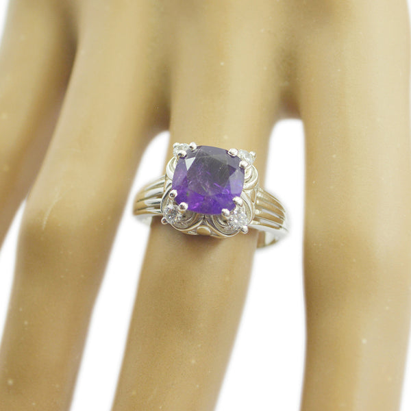 Amethyst Halo German Sterling Silver Purple Gems Classic Fairytale Ring Jewellery