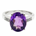 Amethyst Halo Russian 925 Sterling Silver Purple Gems Minimal Fairytale Ring Jewelry