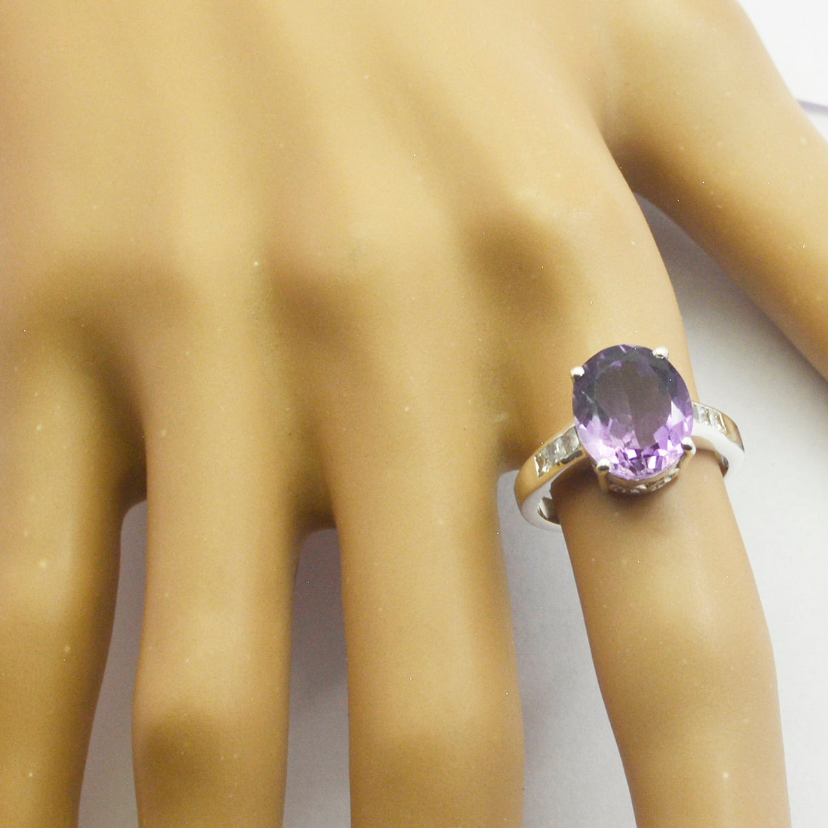 Amethyst Halo Russian 925 Sterling Silver Purple Gems Minimal Fairytale Ring Jewelry