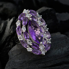 Amethyst mehrere ägyptische 92,5 Silber lila Edelsteine Essential Modern Ring Schmuck