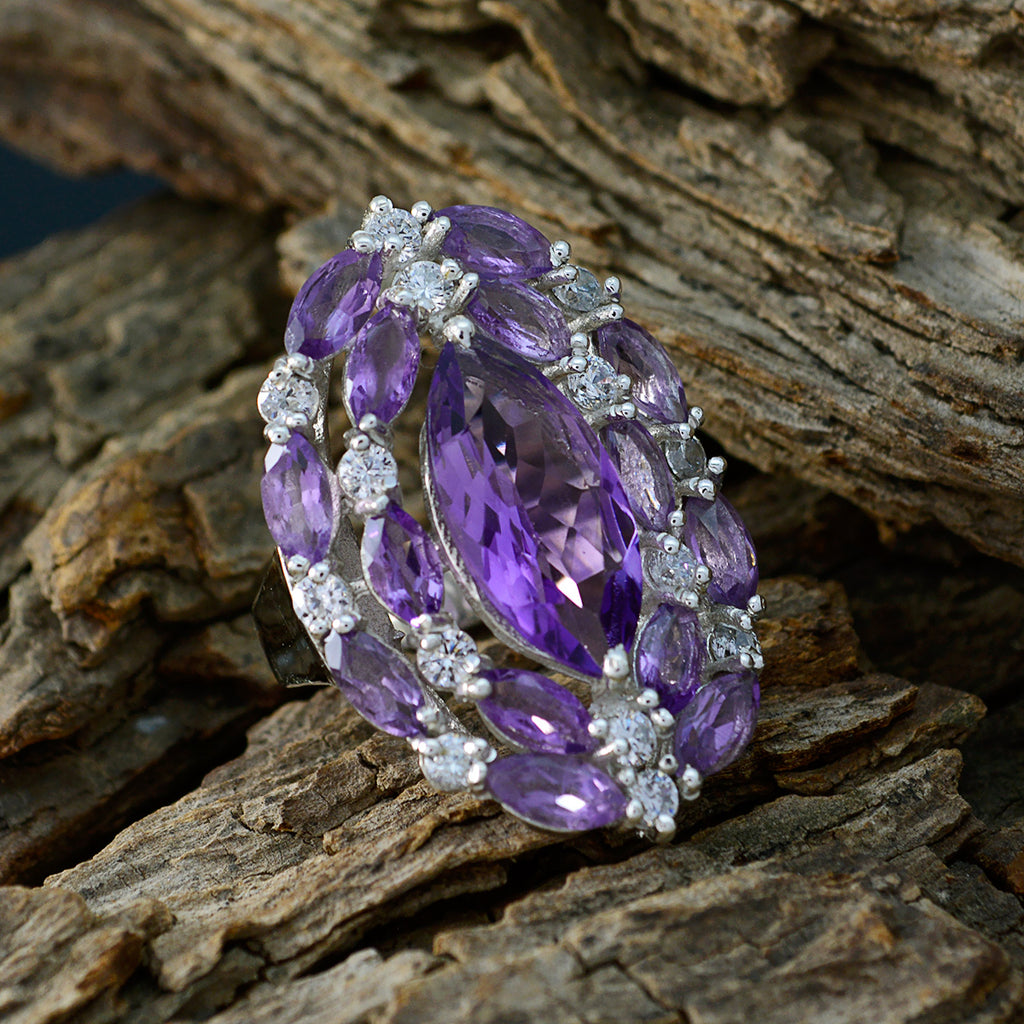Amethyst multiple Egyptian 92.5 Silver Purple Gems Essential  Modern Ring Jewellery