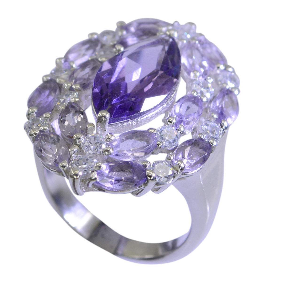 Amethyst mehrere ägyptische 92,5 Silber lila Edelsteine Essential Modern Ring Schmuck Hauptbild
