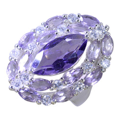 Amethyst mehrere ägyptische 92,5 Silber lila Edelsteine Essential Modern Ring Schmuck