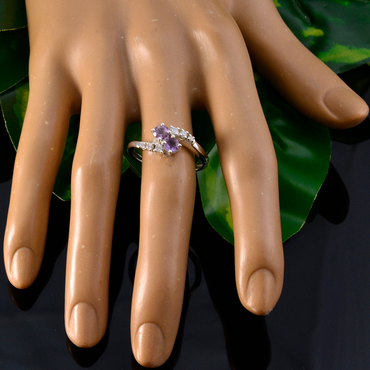 Amethyst Toi et Moi Japanese Silver Purple Gems Dainty Sophisticated Ring Jewellery