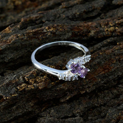 Amethyst Toi et Moi Japanese Silver Purple Gems Dainty Sophisticated Ring Jewellery