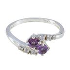 Amethyst Toi et Moi Japanese Silver Purple Gems Dainty Sophisticated Ring Jewellery