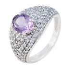 Amethyst Halo Russian Sterling Silver Purple Gemstones Slim Luxurious Ring Jewellery