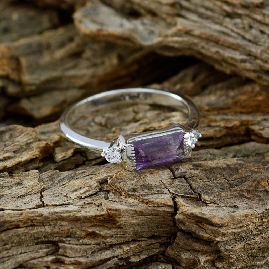 Amethyst Halo American 92.5 Silver Purple Gemstone Delicate Trendy Ring Jewellery